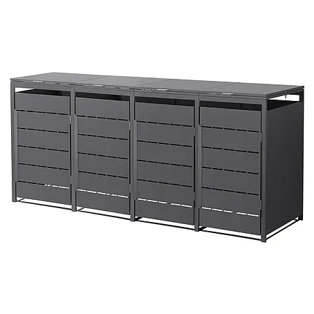 Mülltonnenbox 4er 240L 260x80x120 cm Anthrazit aus Stahl wetterfest
