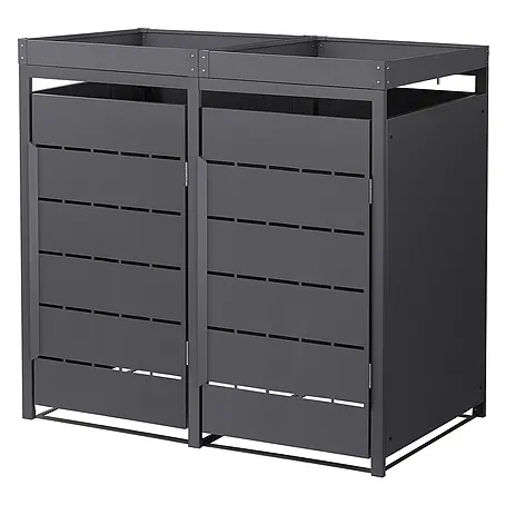 Mülltonnenbox 2er mit Pflanzdach 240L 132x80x124cm Anthrazit aus Stahl