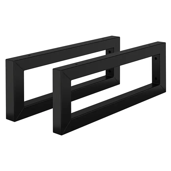 Wandkonsole 2er Set für Waschtisch 450x150 mm Schwarz aus Stahl -  - Paar schwarzer rechteckiger Metalltischbeine mit Befestigungslöchern.