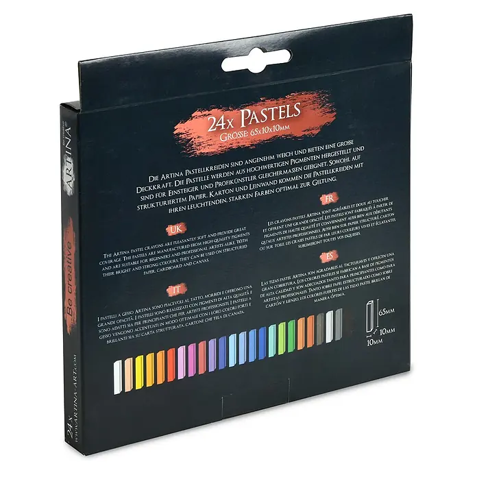 Artina Pastellkreiden-Set - Mehrfarbig - Artina Schachtel mit 24 weichen Pastellkreiden in verschiedenen Farben, je 65x10x10mm.
