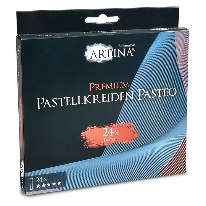 Artina Pastellkreiden-Set - Mehrfarbig - Dunkelblaue Packung Artina Premium Pastellkreiden Pasteo mit 24 Pastellen.