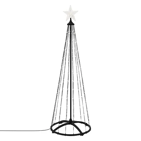 ECD Germany  Künstlicher Weihnachtsbaum Außen, Höhe 150 cm, 154 LED Warmweiß, Timer, Schwarz