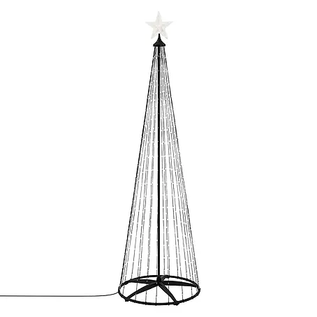ECD Germany  Künstlicher Weihnachtsbaum Außen, Höhe 210 cm, 370 LED Warmweiß, Timer, Schwarz