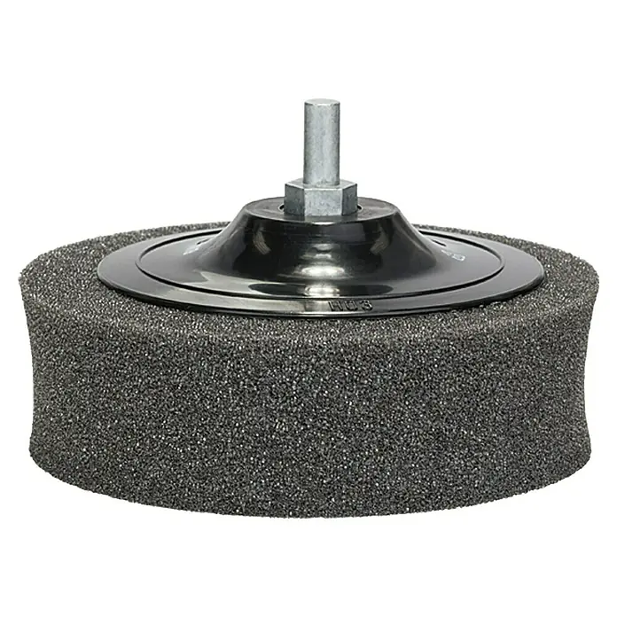 Craftomat Polierschwamm - Passend für: Bohrfutter, Durchmesser: 125 mm - Schleifscheibe mit grauem Schaumstoff und Metallaufnahme. Ideal zum Polieren und Schleifen verschiedener Oberflächen.