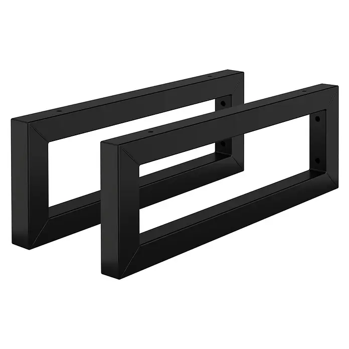 Wandkonsole 2er Set für Waschtisch 400x150 mm Schwarz aus Stahl -  - Zwei schwarze, rechteckige Tischbeine aus Metall mit vorgebohrten Befestigungslöchern.