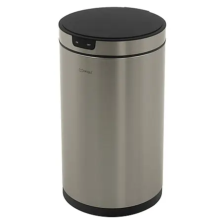 Mülleimer mit Sensor 30L rund aus Edelstahl, Silber, Automatisch