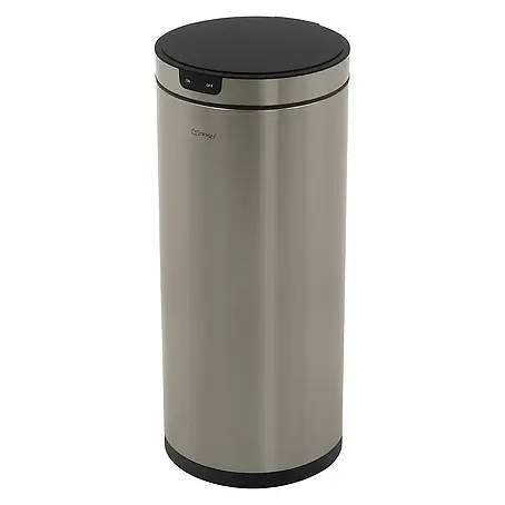 Mülleimer mit Sensor 40L rund aus Edelstahl, Silber, Automatisch