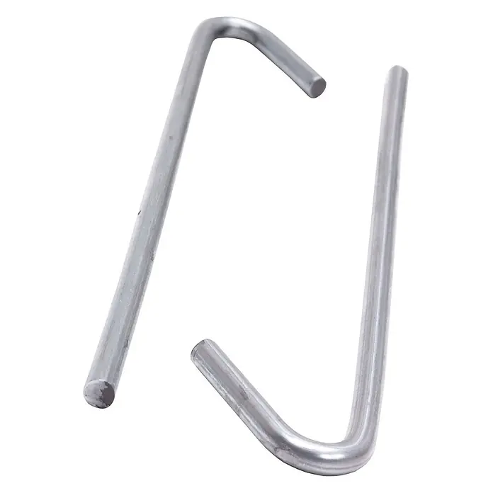 Protektor Montagezubehör für Trockenbau 125mm Abhängedraht mit Haken Silber -  - Zwei silberfarbene L-förmige Metall-Erdspieße oder Zeltpflöcke.