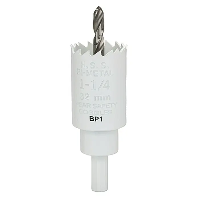 Craftomat Lochsäge - 32 mm, Stahl, Durchmesser Schaft: 10 mm HEX - Ein 1-1/4 Zoll H.S.S. Bi-Metall Lochsägenaufsatz mit Zentrierbohrer, ideal für präzise Bohrungen in verschiedenen Materialien.