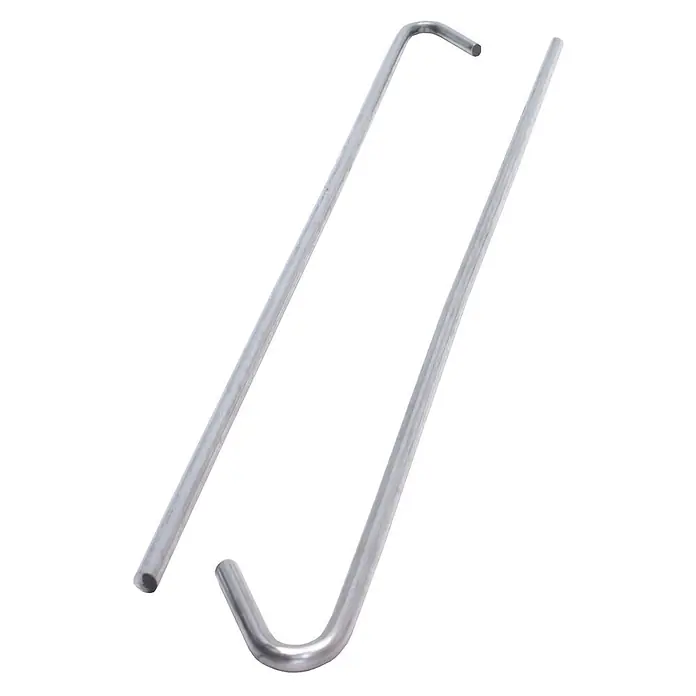Protektor Montagezubehör für Trockenbau 250mm Abhängedraht mit Haken Silber -  - Zwei verzinkte Stahl-Erdspieße, einer gerade, einer mit J-Biegung.