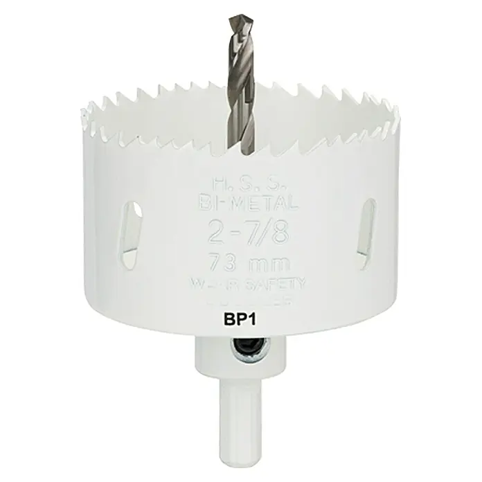 Craftomat Lochsäge - 73 mm, Stahl, Durchmesser Schaft: 10 mm HEX - Eine HSS Bi-Metall Lochsäge mit 2-7/8 Zoll (73 mm) Durchmesser und einem Zentrierbohrer, ideal für präzise Löcher in verschiedenen Materialien.