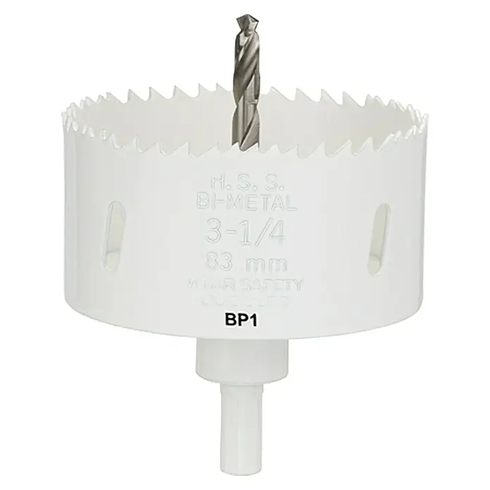 Craftomat Lochsäge - 83 mm, Stahl, Durchmesser Schaft: 10 mm HEX - HSS Bimetall Lochsäge 3-1/4" (83 mm) mit Zentrierbohrer, ideal für präzise und saubere Schnitte in verschiedene Materialien.