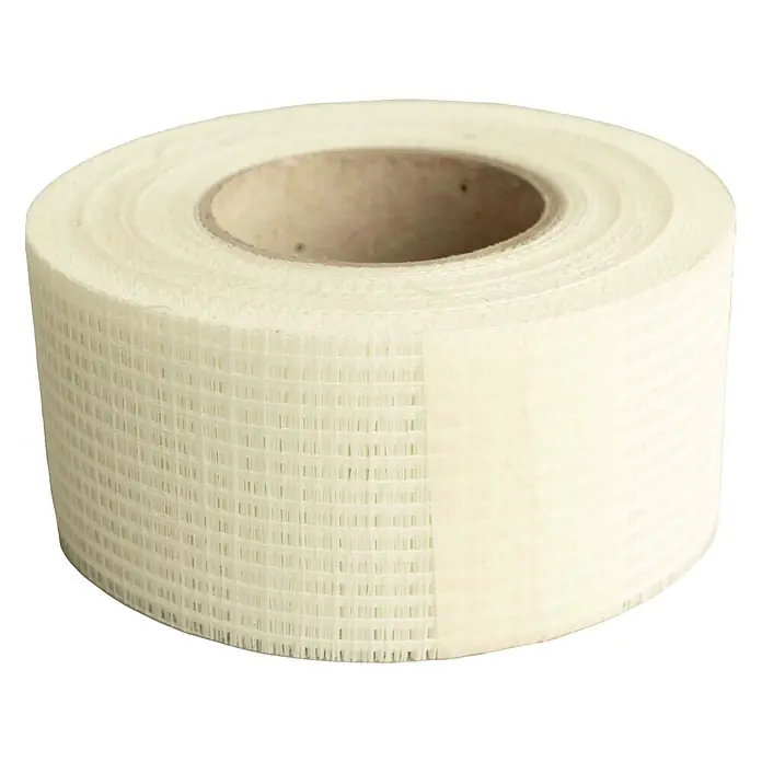 Dalsys Fugenband 45m Gewebeband 5cm, für Innenbau Weiß - 45.000 x 50 mm - Rolle weißes, selbstklebendes Glasfasergewebe-Trockenbauklebeband mit Kartonkern.