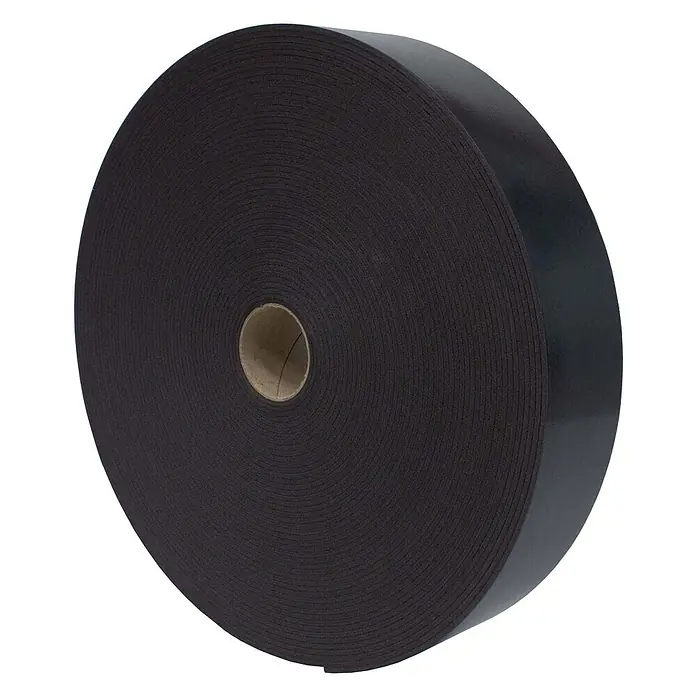Dalsys Trennwandband 30m Abdeckband selbstklebend 70mm Schwarz - 30.000 x 70 mm - Eine große Rolle schwarzes Schaumstoffband mit einem Kartonkern.