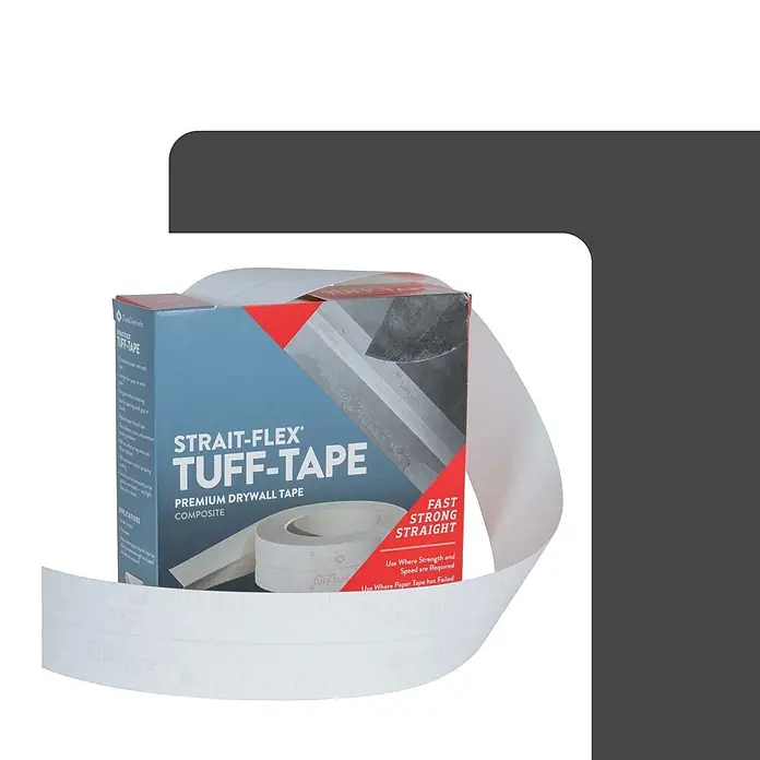 Strait-Flex Kantenschutz für Trockenbau 30m Tuff Tape Eckschiene, Kantenschutz Weiß - Weiß - Weiße Strait-Flex Tuff-Tape Premium-Verbund-Trockenbauwand-Band, abgerollt aus der Box.
