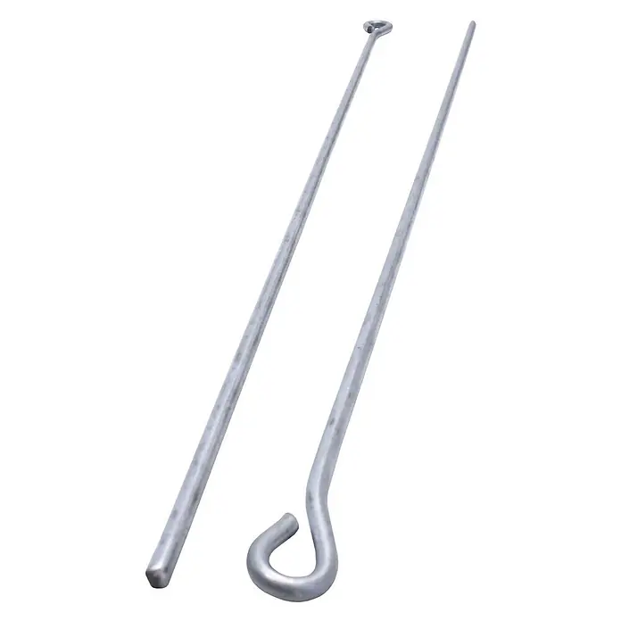 Protektor Montagezubehör für Trockenbau 375mm Abhängedraht mit Öse Ø6mm Silber -  - Zwei silberne Metallstangen: eine mit Öse, die andere mit S-Haken.