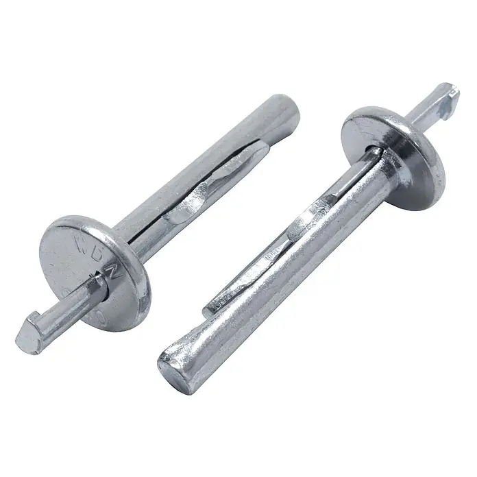 Protektor Montagezubehör für Trockenbau 100x Deckennagel 6mm x 40mm A1 Silber -  - Zwei silberfarbene Metall-Hammerschlagdübel mit vormontierten Stiften zur sicheren Befestigung.