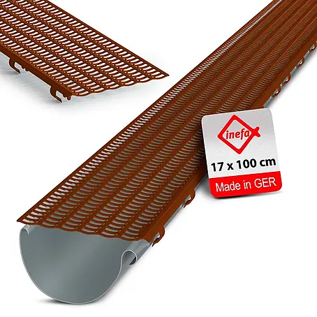 Inefa  Dachrinne 100cm Laubfangstreifen NW100 - 150 Laubschutz Braun