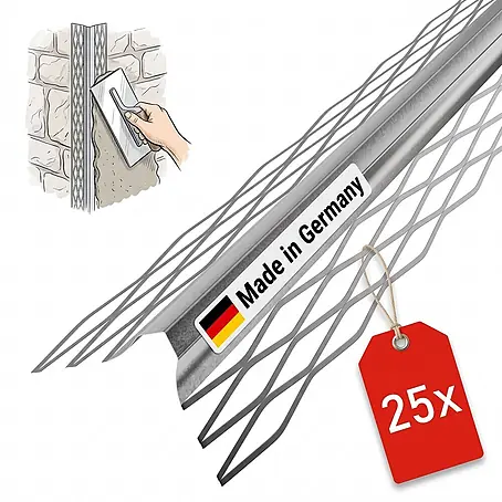 Protektor  Kantenschutz für Trockenbau 25x Kantenprofil 200cm x 10mm Innenputz Silber 1007