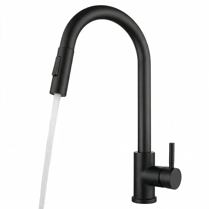 SONNENH Spültischarmatur SHP-BLACK-004 Schwarz -  - Mattschwarze Küchenarmatur mit ausziehbarer Brause, die Wasser spendet.