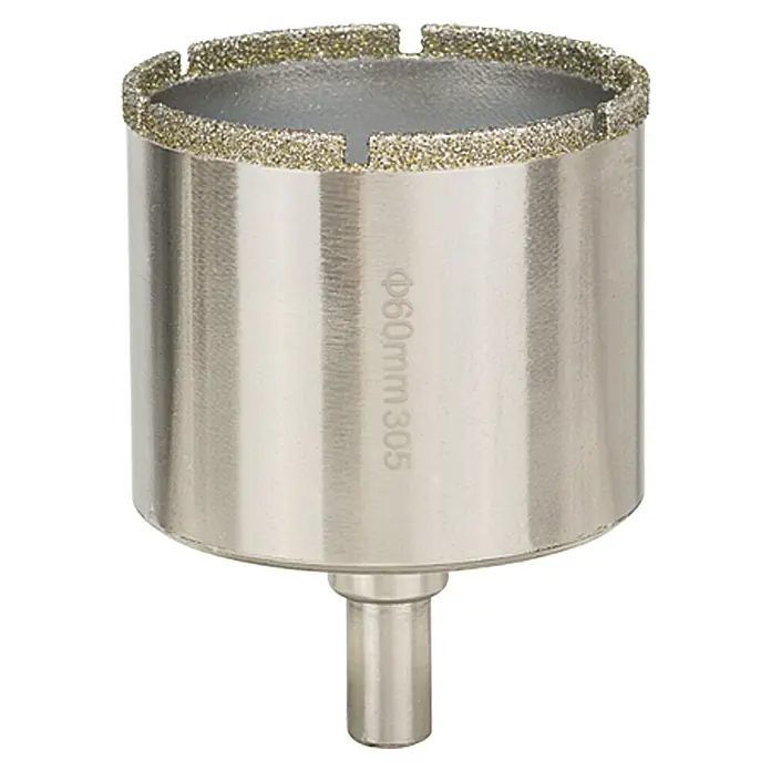 Craftomat Diamant-Lochsäge Keramik - 60 mm, Schnitttiefe: Max. 35 mm - Diamant-Lochsäge mit einer Größe von 60 mm und einer Tiefe von 305 mm für präzise Schnitte in harte Materialien.
