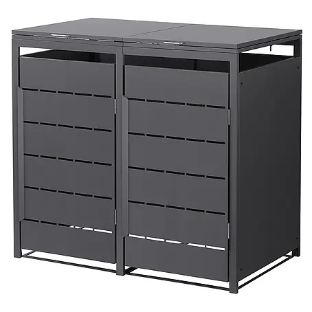 Mülltonnenbox 2er 240L 132x80x120 cm Anthrazit aus Stahl wetterfest