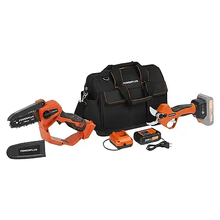 PowerPlus  Tijeras para podar de batería + Motosierra