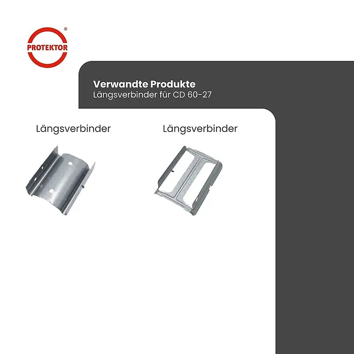 Protektor Montagezubehör für Trockenbau Längsverbinder CD Profil 60/27 Trockenbau Silber -  - Zwei Längsverbinder aus verzinktem Stahl für CD 60-27 Profile.