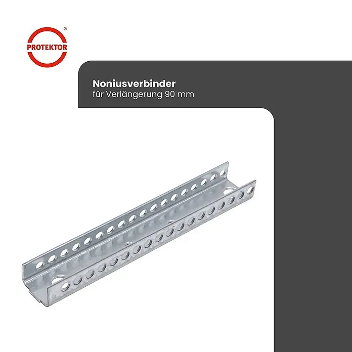 Protektor Montagezubehör für Trockenbau 90mm Nonius Verbinder Verlängerung Silber -  - Verzinkter, gelochter Profilverbinder für 90 mm Verlängerungen.