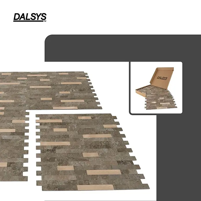 Dalsys Wandfliese 1m² Selbstklebende Fliesen Marmor- und Steinoptik 11 Stück Braun Gold - 29,2 x 29,8 cm, Braun - DALSYS Ineinandergreifende Mosaikfliesen in braun-grauer Steinoptik mit hellbeigen Akzenten, ein Set in einer Schachtel.
