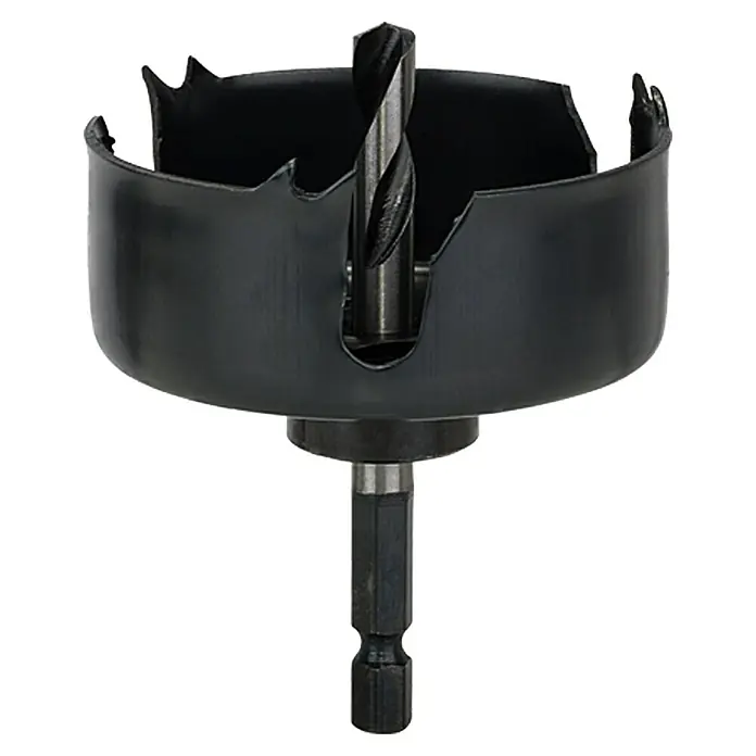 Craftomat Lochsäge - 65 mm, ¼″ Sechskant - Lochsäge in Schwarz mit Zentrierbohrer und Sechskantschaft für Bohrmaschinen, ideal zum Bohren großer Löcher in Holz und Metall.