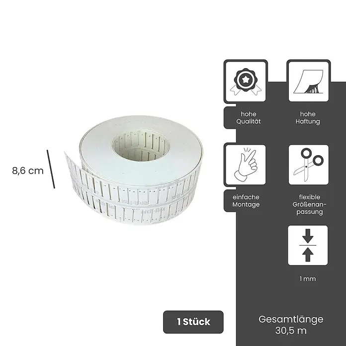 Strait-Flex Kantenschutz für Trockenbau 30,5m Kantenprofil Rolle Arch-Flex 100 flex. Winkel Weiß - Weiß - Eine Rolle weißer Kabelmarkierer mit einzelnen Segmenten, 8,6 cm Durchmesser und einer Gesamtlänge von 30,5 m.