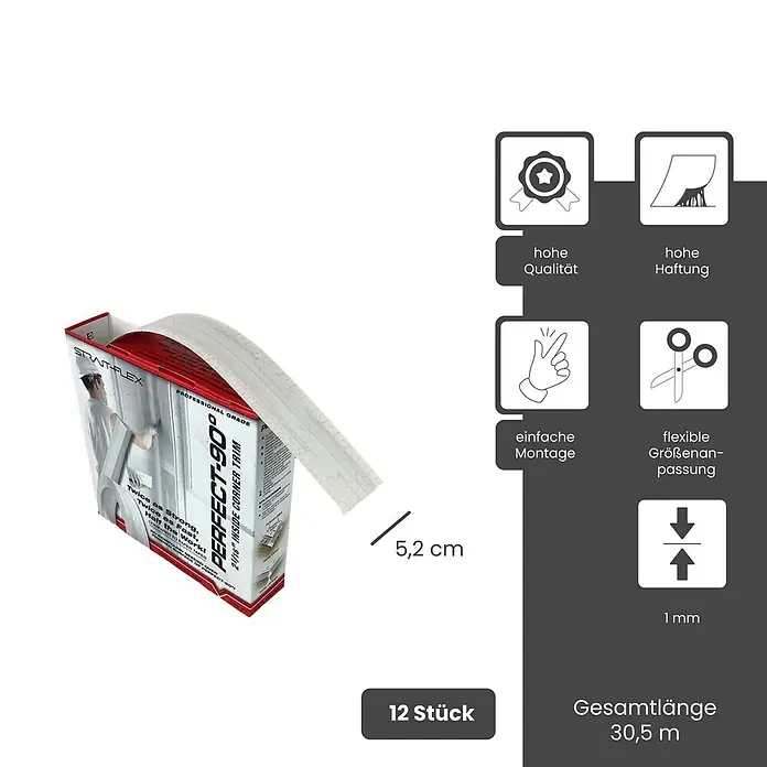 Strait-Flex Kantenschutz für Trockenbau 12x Kantenprofil 30,5m Rolle PERFECT 90 Grad Weiß - Weiß - Weißes Eckband (5,2 cm breit, 30,5 m) in Spenderbox.
