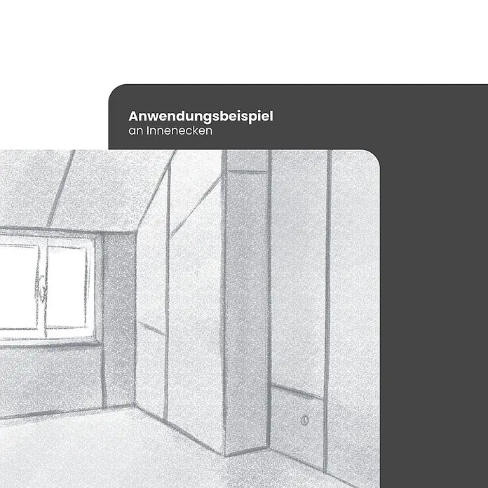 Strait-Flex Kantenschutz für Trockenbau 30,5m Kantenprofil Rolle PERFECT 90 Grad Weiß - Weiß - Helle, texturierte Wandverkleidung in einem Raum, die die Anwendung in Innenecken zeigt.