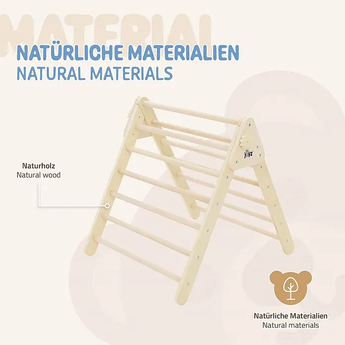 ECD Germany Klettergerüst Kletterdreieck trainiert Gleichgewicht & Balance ab 2 Jahren - Holz, Braun - Kletterdreieck Pikler aus Naturholz für Kinder.