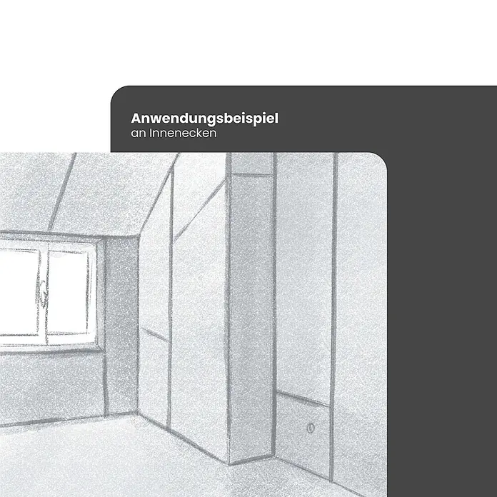 Strait-Flex Kantenschutz für Trockenbau 12x Kantenprofil 30,5m Rolle L-Bead 100 flex. Winkel Weiß - Weiß - Anwendungsbeispiel an Innenecken.