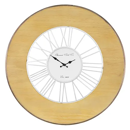 Womo_Design  Wanduhr Natur mit römische Ziffern ohne Tickgeräusche handgefertigt Hängeuhr