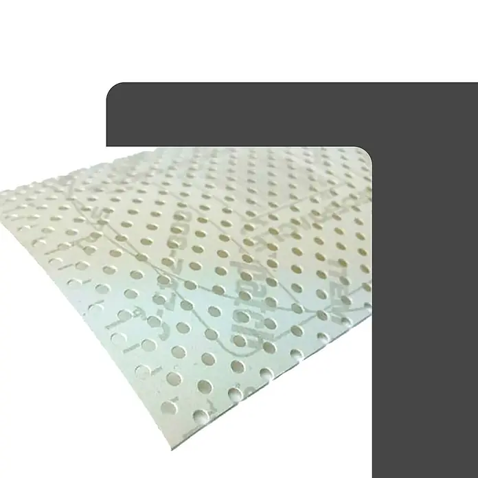Strait-Flex Kantenschutz für Trockenbau 6,10m Kantenprofil Rolle Roll-Patch 5.5 Weiß - Weiß - Hellfarbene, durchscheinende perforierte Platte mit zahlreichen kleinen Löchern, geeignet zur Belüftung oder für Griffigkeit.