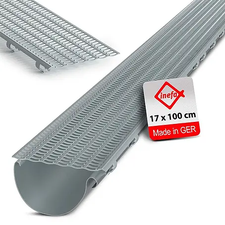 Inefa  Dachrinne 100cm Laubfangstreifen NW100 - 150 Laubschutz Grau