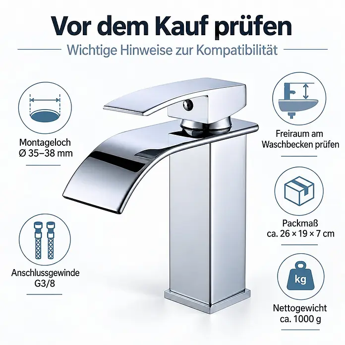 SONNENH Waschtischarmatur - Silber - Ein glänzender, moderner Wasserhahn aus Chrom.
