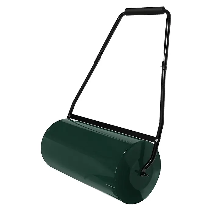 Rasenwalze befüllbar 50 Liter Grün aus Stahl -  - Dunkelgrüne Garten-Rasenwalze mit schwarzem Griff zum Nivellieren und Verdichten des Bodens.