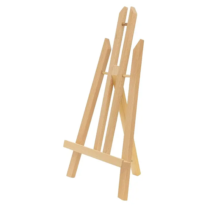 Tischstaffelei klappbar aus Holz verstellbar für Leinwänden bis 40 cm -  - Kleiner hellbrauner Holzstaffelei, ideal zum Präsentieren von Kunstwerken oder Fotos.