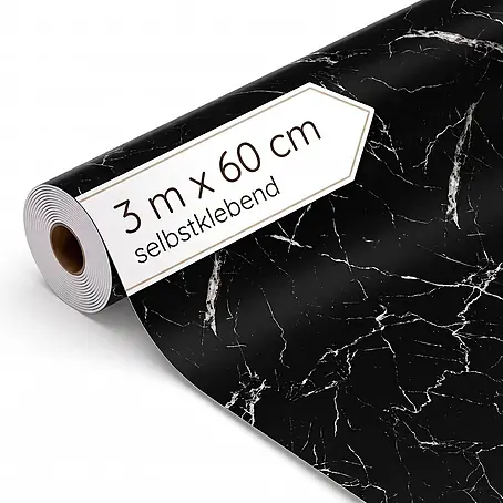 Dalsys Wandverkleidung Selbstklebend 3m Rolle x 60cm Schwarz PVC