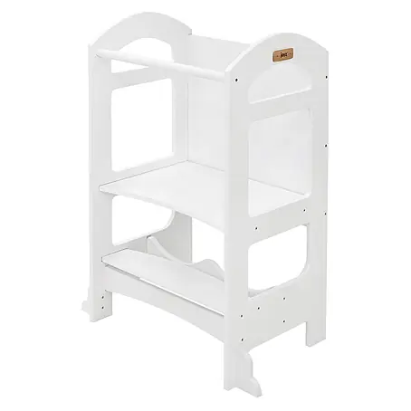 ECD Germany  Kinderspielturm Küchenhelfer Weiß mit Tafel und 2 Stufen 70x40x90cm