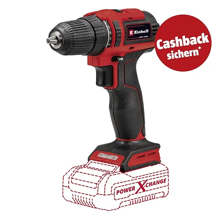 Einhell PXC 18V Akku-Bohrschrauber TE-CD 18/40 Li BL - Solo - 18 V, Ohne Akku, 40 Nm - Rot-schwarzer Einhell Akku-Bohrschrauber aus dem Power X-Change System, Batteriefach umrandet für Systemakku.