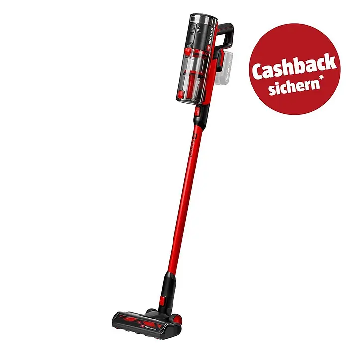 Einhell PXC 18V Akku-Staubsauger TE-SV 18/270 Li BL-Solo - 18 V, Ohne Akku, Behältervolumen: 0,85 l - Roter und schwarzer Akku-Staubsauger.