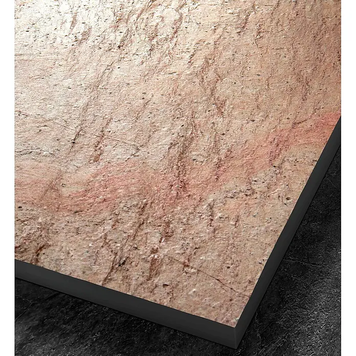 Onbath's Duschwanne 902 - L x B: 100 x 80 cm, Naturstein, Kupferfarben - Hellebraune Natursteinplatte mit rotbraunen Adern und strukturierter Oberfläche.