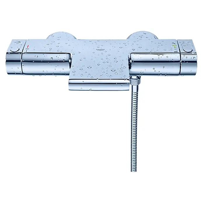 Grohe Grohtherm 2000 Wannenthermostat - Chrom, Glänzend - Ein glänzender, verchromter Grohe Duschmischer mit Thermostat und flexibler Schlauchverbindung. Ideal für moderne Badezimmerdesigns.