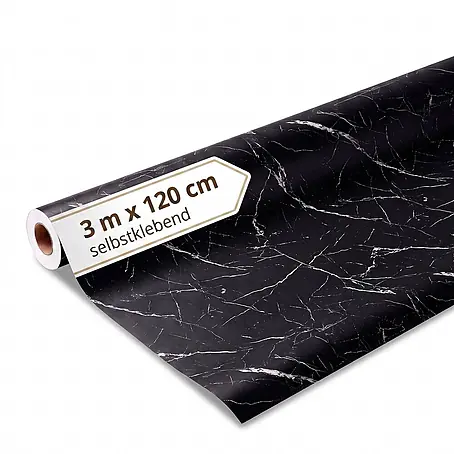 Dalsys Wandverkleidung Selbstklebend 3m Rolle x 120cm Schwarz PVC