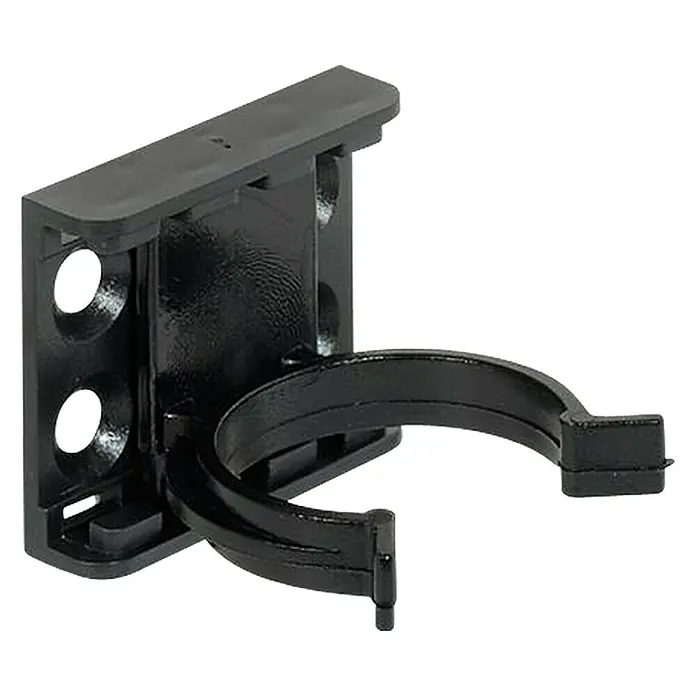 Suki Clip para embellecedor de zócalos - 37 x 30 mm, Tipo de montaje: Atornillado - Soporte de clip de plástico negro para fijar objetos. Ideal para estanterías, armarios y otras aplicaciones.